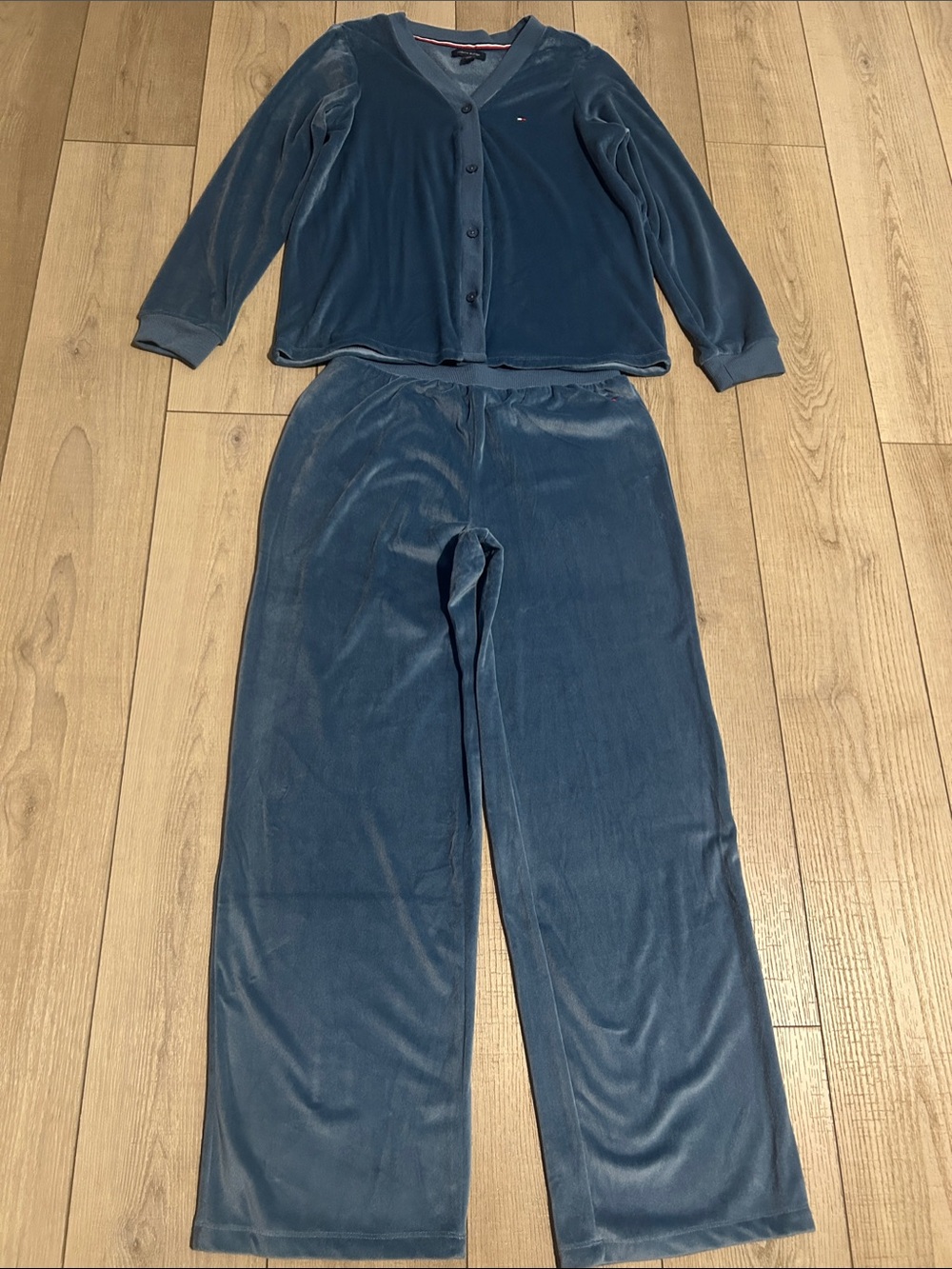 Tommy Hilfiger Women Blue Velour Jogger Set